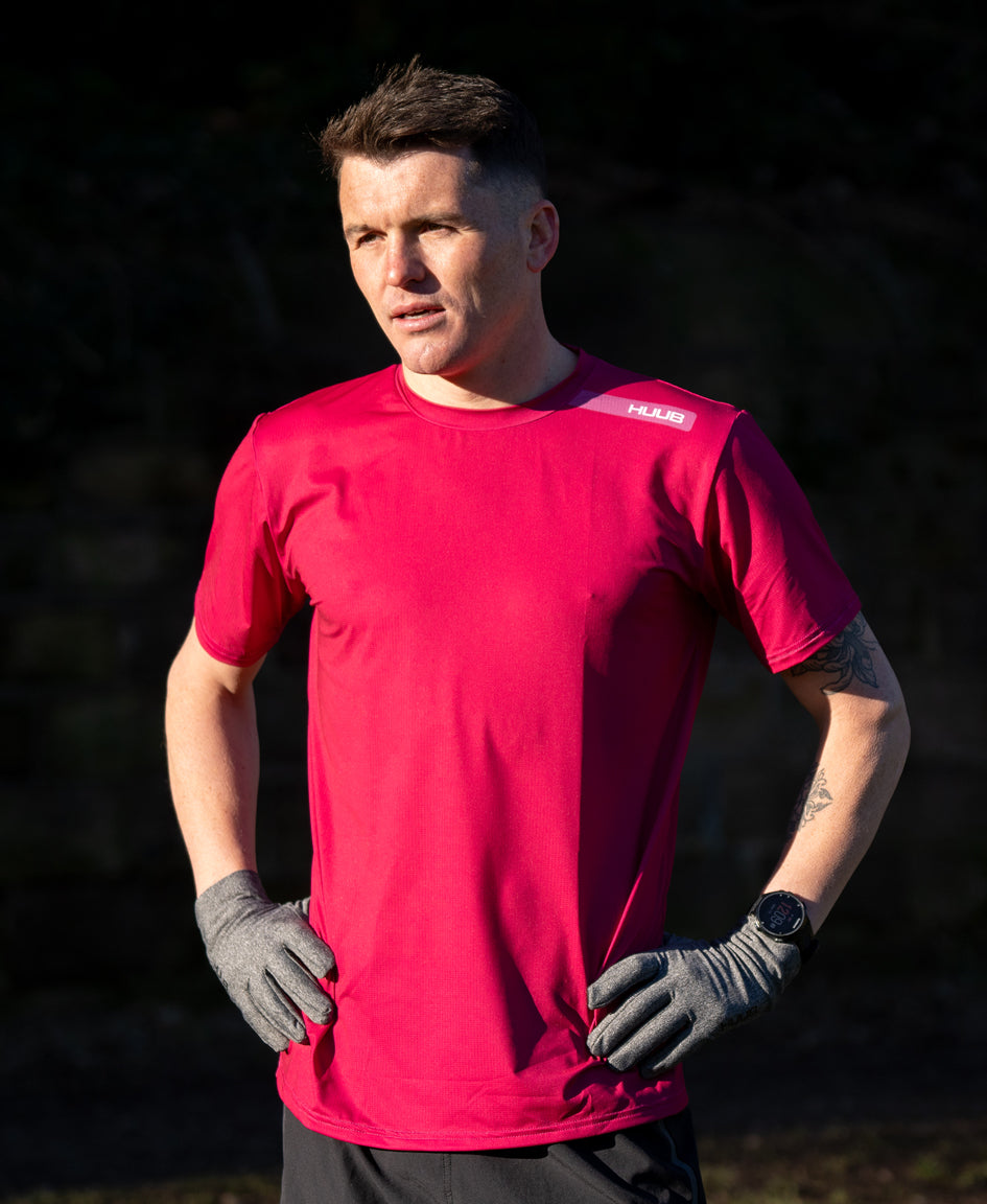 HUUB Technical Training T-Shirt Copper Grape Black – lightweight, sweat-wicking, quick-dry run top.