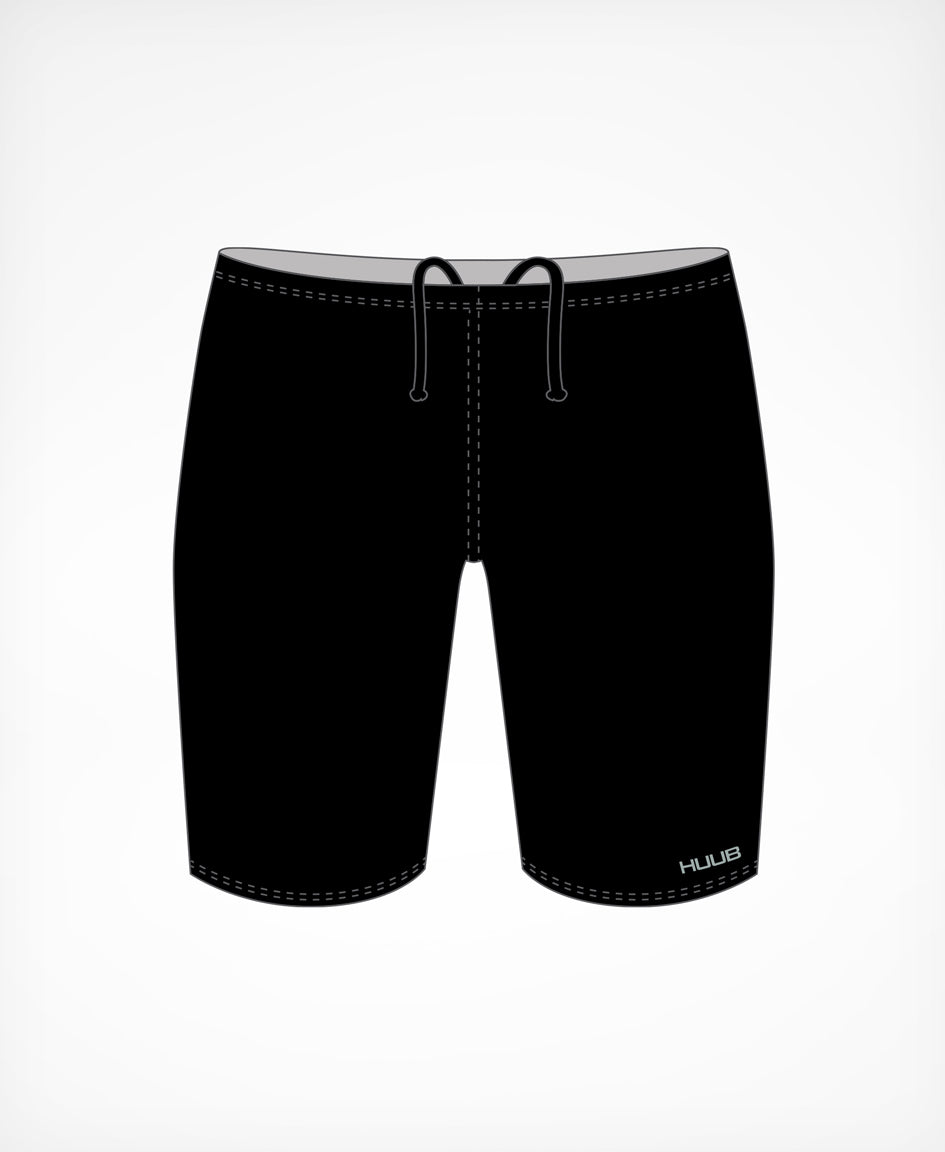 HUUB Swim Training Jammer – Bright 2, Soundwave, Black, chlorine-resistant, secure men’s swim shorts.