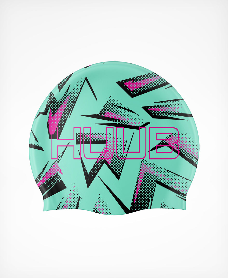 HUUB Silicone Strike Swim Cap – flat silicone, wrinkle-free, lightweight, marine-inspired color choices.